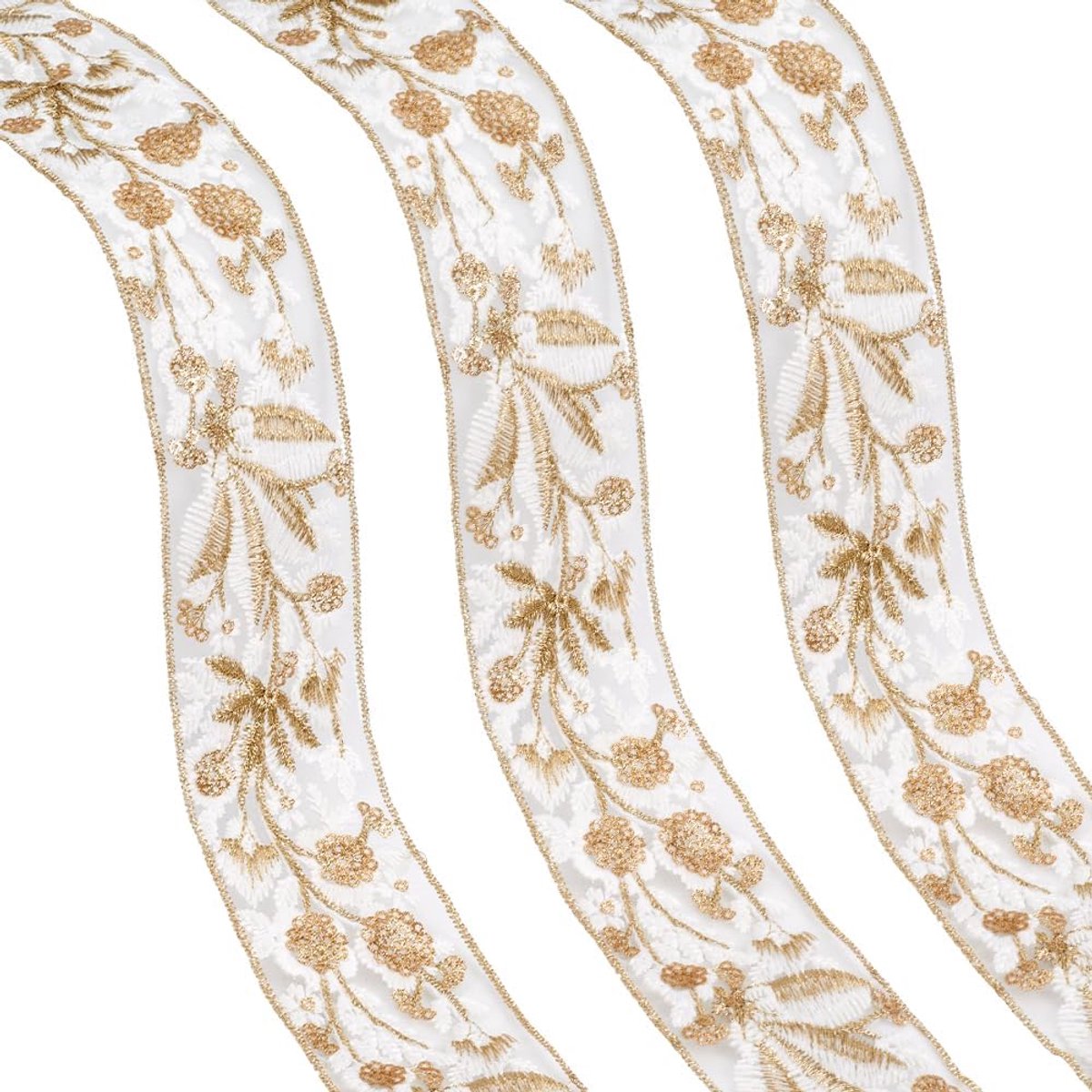 5 Yards Bloemen Borduren Lint Trim 3-3/4 Inch Beige Geborduurd Bloem Lint Borduurlinten Met Bloempatroon Stof Trim Craft Accessoires Voor Naaien Kleding Jurk Ambachten