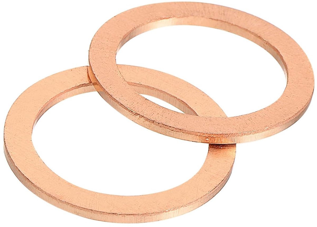 Platte sluitringen, 30 stuks sluitringen van koper, 24 mm, OD-ringafdichting van metaal voor schroeven en moeren