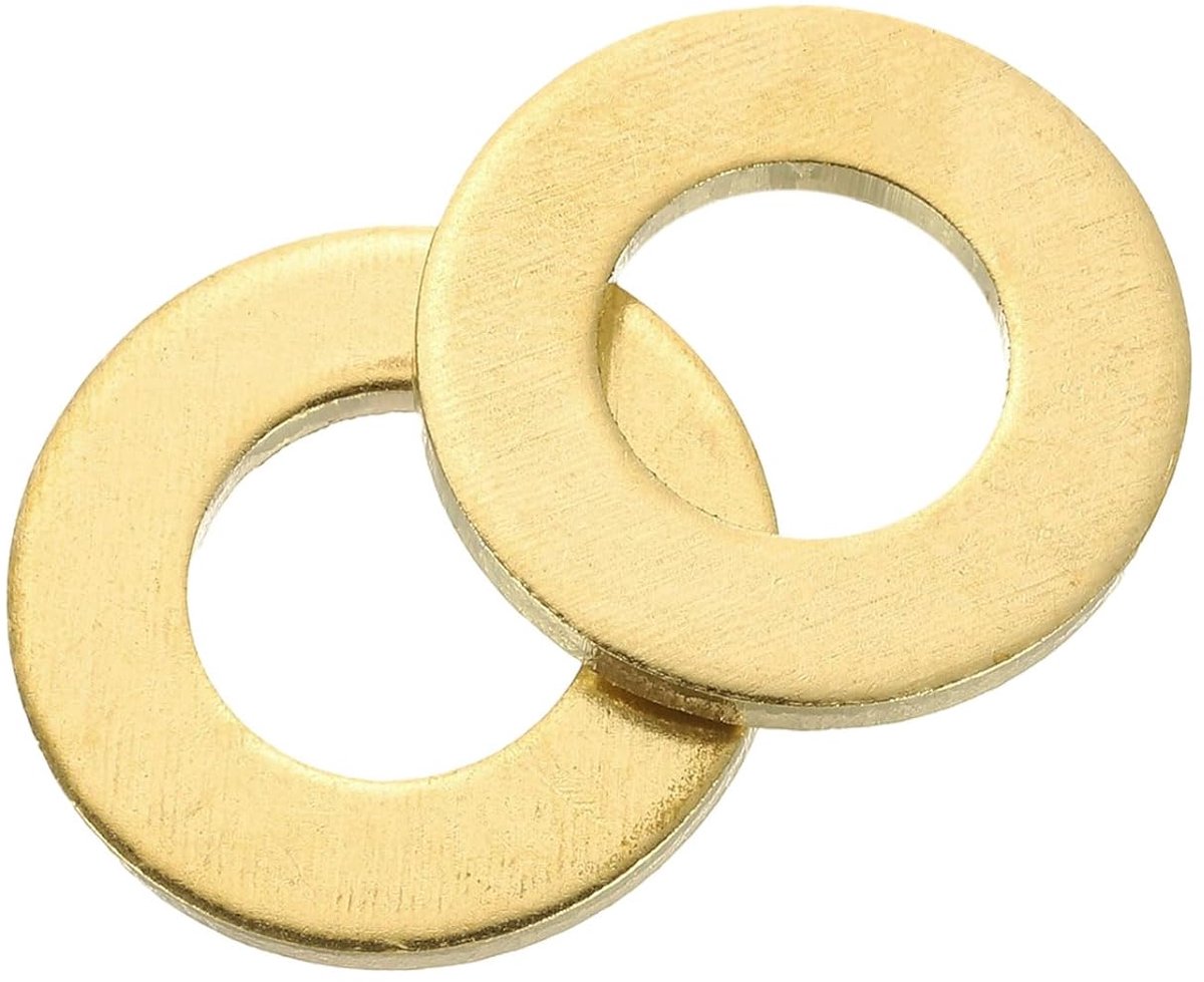 Set van 16 stuks sluitringen, M10 x 20 mm x 2 mm messing ringen, sluitringen, assortiment, platte borgringen, afdichtring, metalen ringen voor schroeven, bouten, moeren