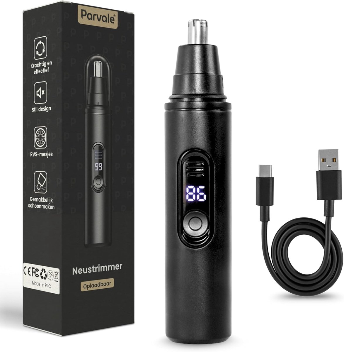 Neus- en Oortrimmer - Oplaadbare USB - Zwart - Pijnloos en veilig trimmen - SnelShoppen