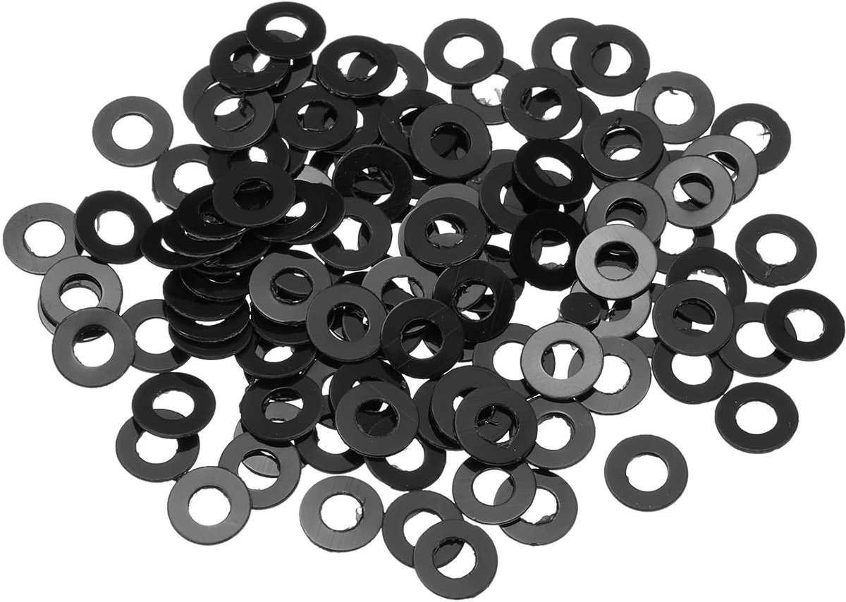 Platte schijven, 3 mm ID, 6 mm OD, 0,3 mm dik, kunststof afstandhouders voor schroeven, bouten, tuinkraan, sanitaire reparatie, zwart