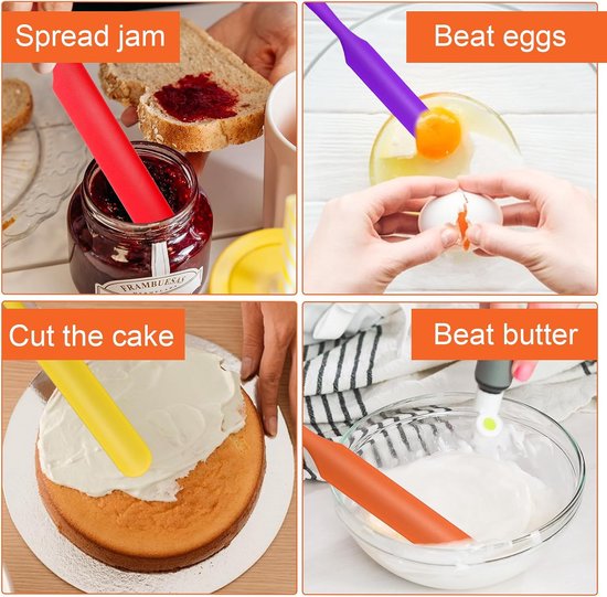 6 Stuks Siliconen Pot Spatel 6 Kleuren Kleine Siliconen Spatels Hittebestendige Cake Cream Boter Spatels met Lange Handvat Non-Stick Keuken Bakken Koken Craft Roeren Menggereedschap 9,45 × 0,79 × 0,7 — afbeelding 5