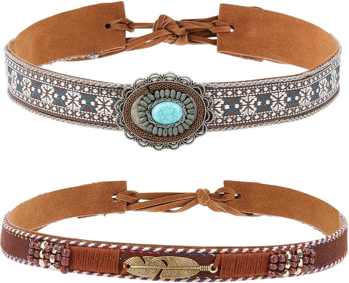 Craspire 2 Stijl Handgemaakte Suede Katoenen Cowboy Hoed Band Gevlochten Koord Westerse Etnische Stijl Verstelbare Hoed Riem Accessoires voor Fedora Cowboy Stro Westerse Hoed