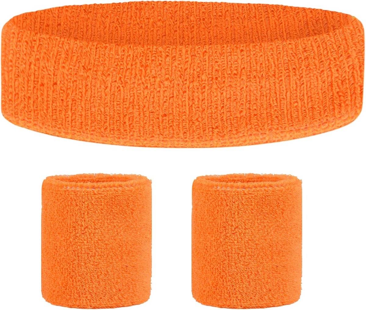 Hoofdband, zweetbanden pols, voor dames en heren, 3 stuks | Absorberende hoofdband, sport-zweetbanden voor voetbal, basketbal, tennis, gymnastiek, oranje