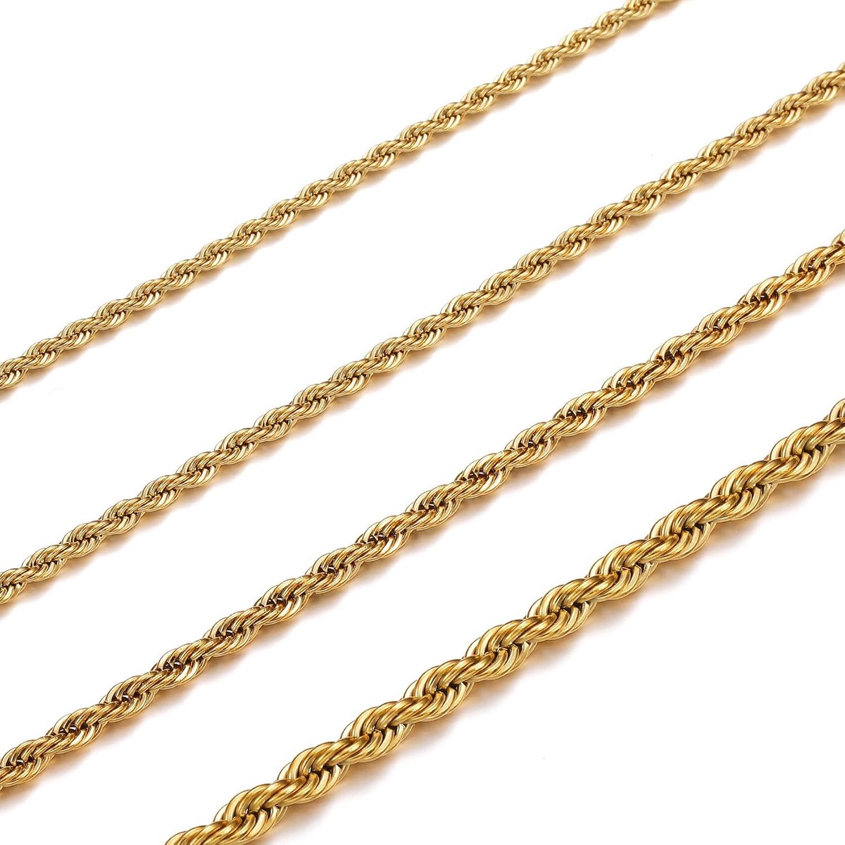 Ketting mannen roestvrij staal koord ketting 2-4 mm twist ketting mannen 45-70CM
