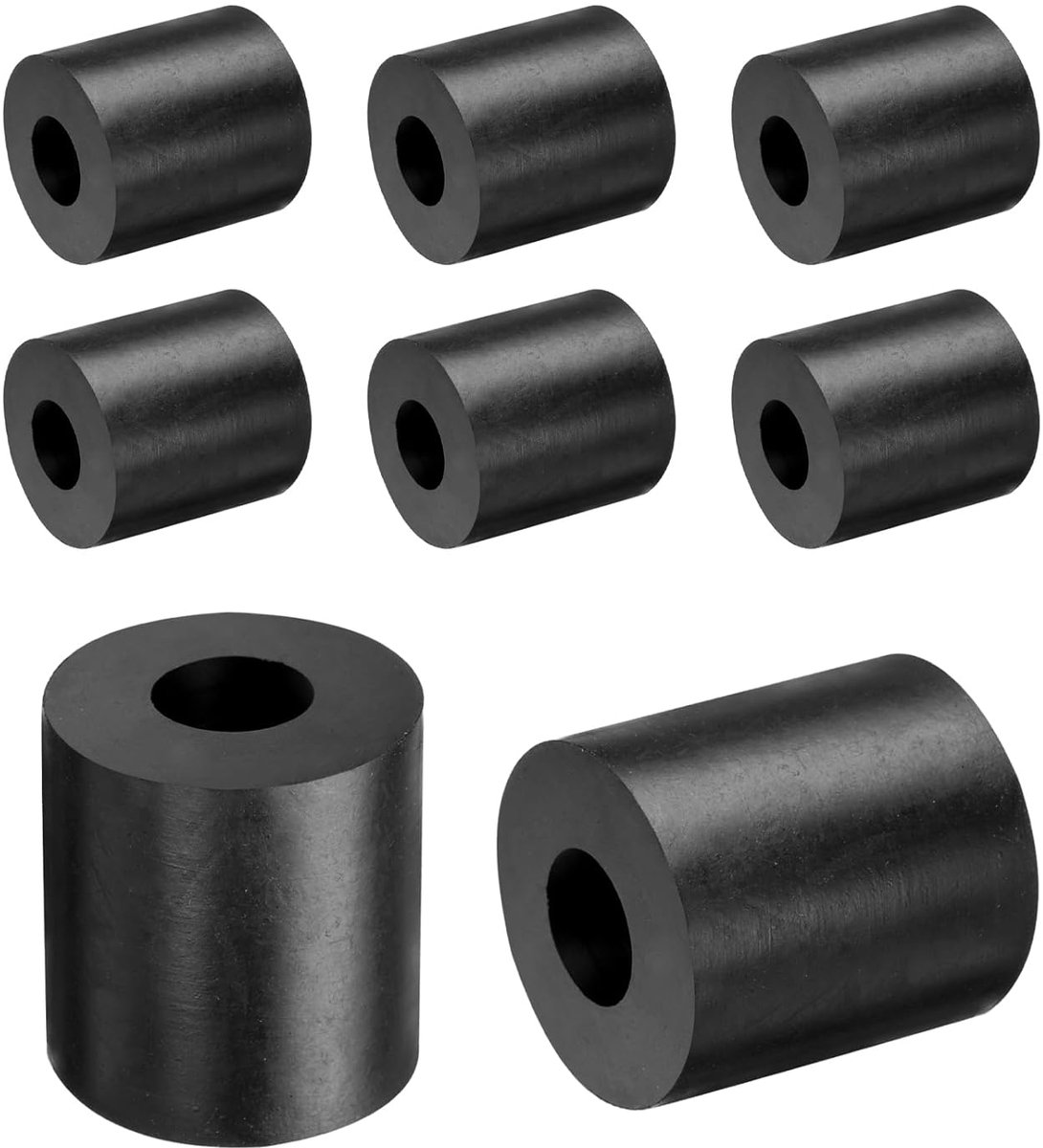 8 stuks afstandhouders van rubber, 40 mm buitendiameter, 16 mm binnendiameter, 40 mm hoog, rond, anti-vibratie, dikke rubberen ringen