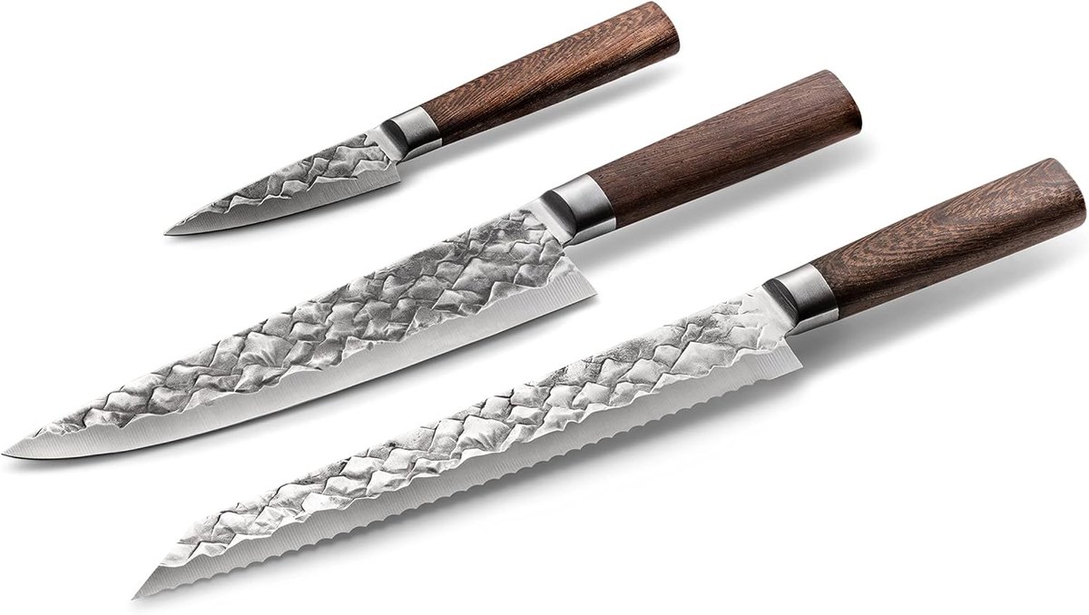 Kookgerei 3-delig Koksmes Set - Roestvrij staal - Ergonomische handgreep - Perfect voor professionele chefs - SnelShoppen