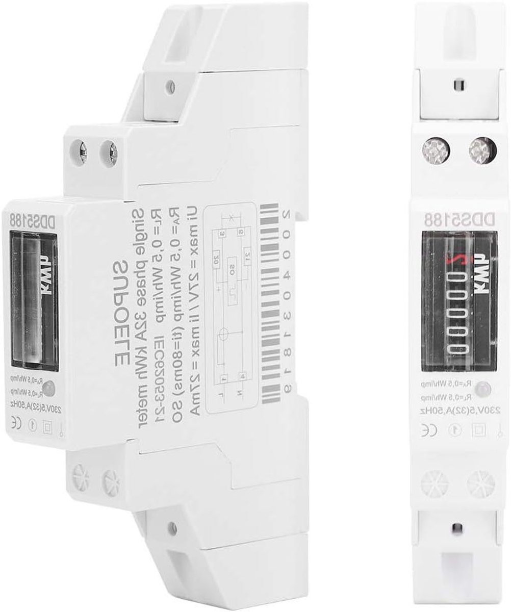 Elektriciteitsmeter - Energiekosten meter - Energieverbruik meten - Compact formaat - 1 stuk - Wit