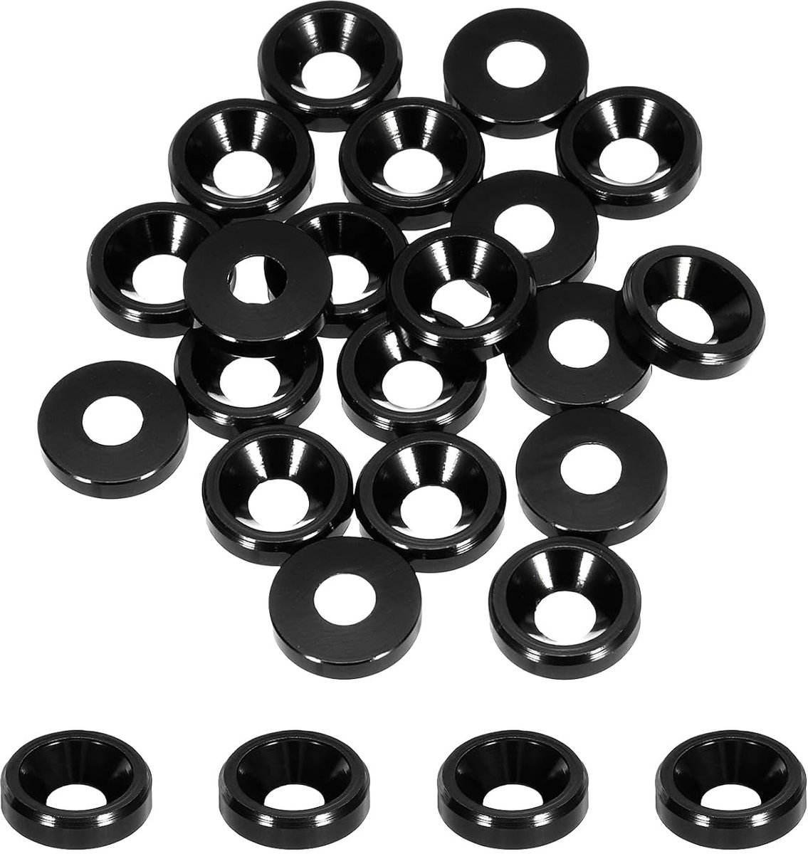 Verzonken sluitringen M3 diameter gat 3,1 mm / 0,12 afdichtingen aluminium afdichting sluitring kop kop voor schroeven RC / FPV / PC / mechanische drone onderdelen model 20 stuks (zwart)