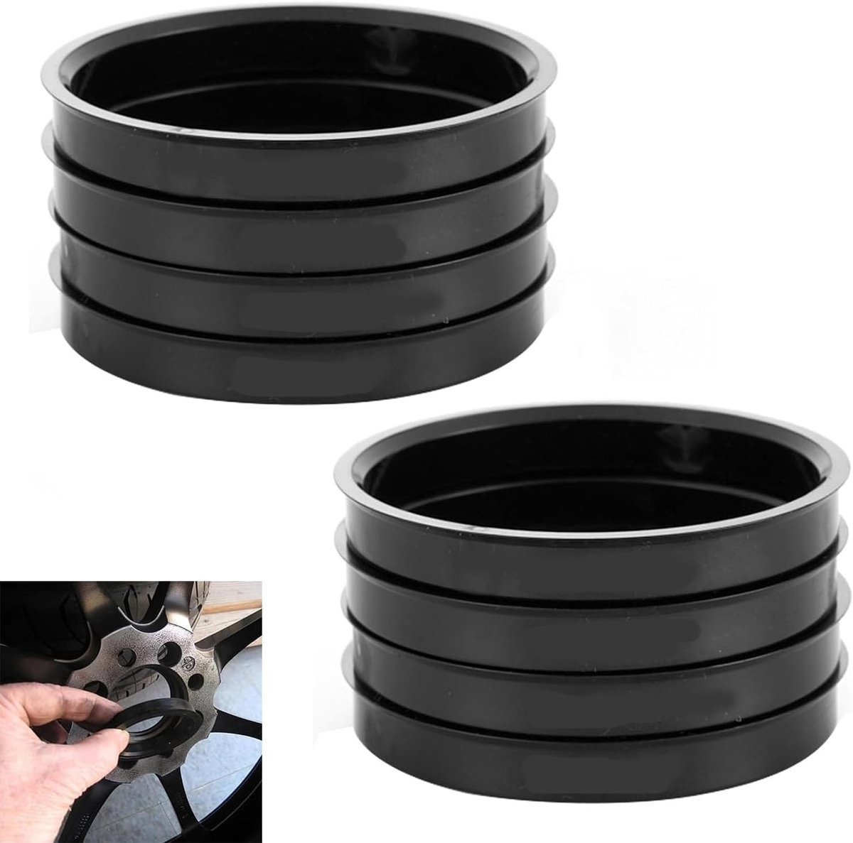 8 stuks centreerringen Kunststof Centreerringen Afstandringen Centreerringen 66,6 naar 57,1 mm Compatibel met Mercedes Benz Audi VW Zwart