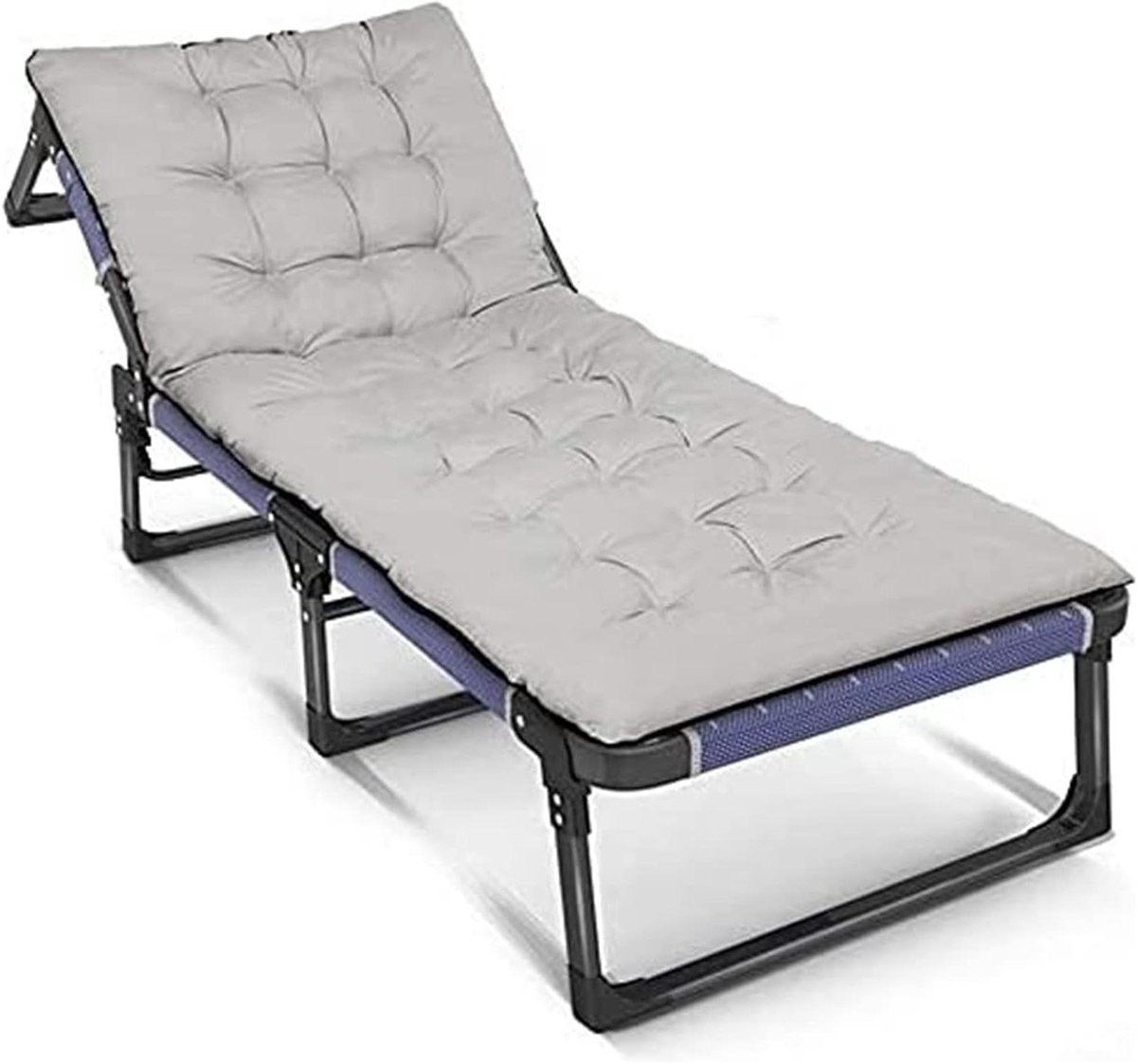 Draagbare Lounge Stoel - Enkele Zonnebank - Outdoor Ontspanning - Lichtgewicht Kampeerbed - L185xB68xH32cm