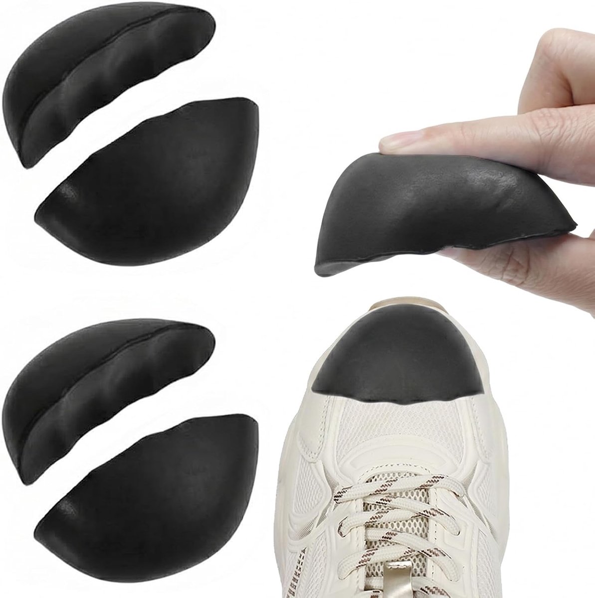 Verkleiner voor schoenen en schoendoppen, voor grote schoenen, 2 paar verstelbare inlegzolen voor losse schoenen, zachte schuimrubberen inzetstukken, voor kleinere schoenen, maat M, zwart