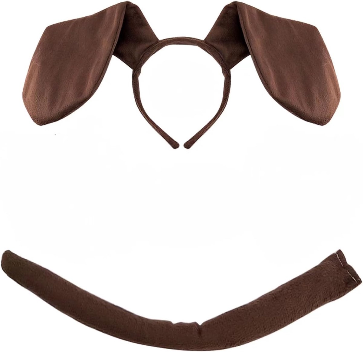 2 stuks, inclusief hondenoren, hoofdband en staart, teckelkostuum, hondenkostuums voor kinderen, Halloween, verjaardag, carnaval, kindershow (bruin)