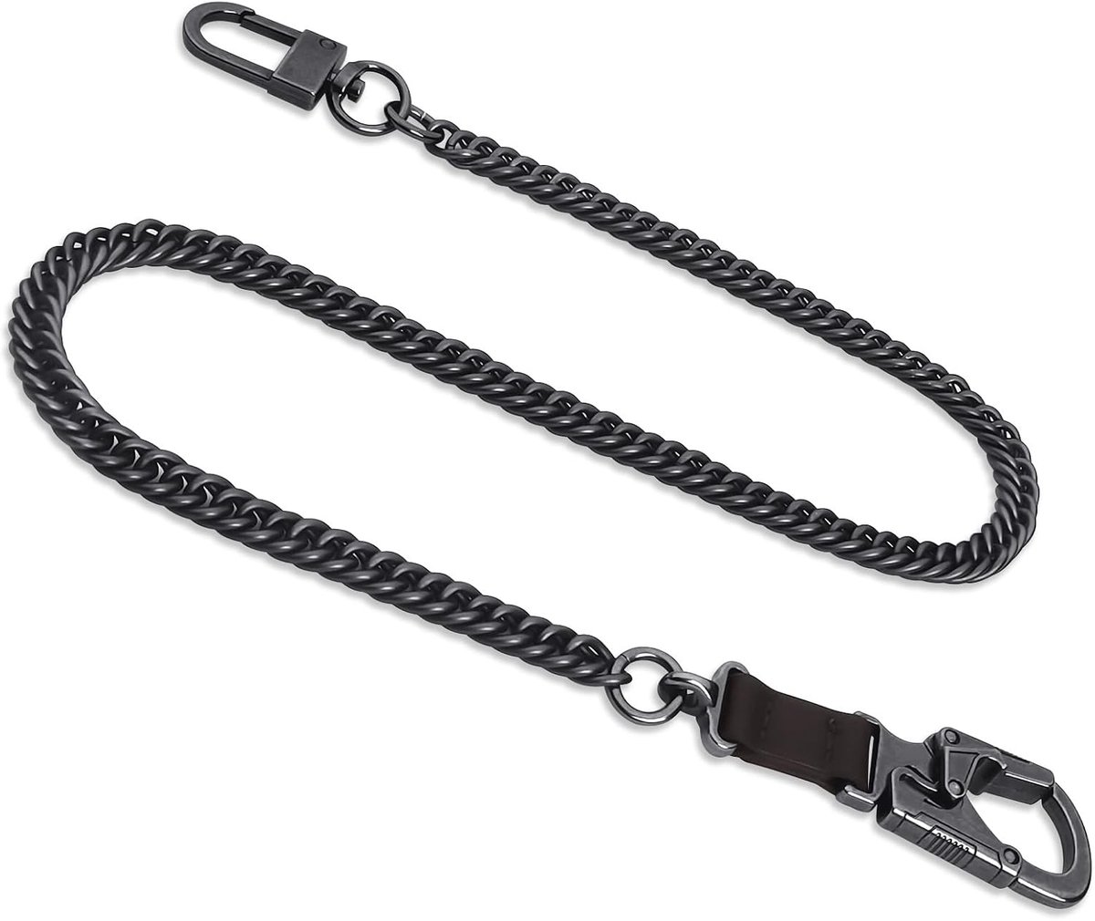 25 inch lange portemonnee ketting voor mannen, lichtgewicht roestvrij staal sleutelhanger met legering dubbel slot karabijnhaak voor dagelijks gebruik