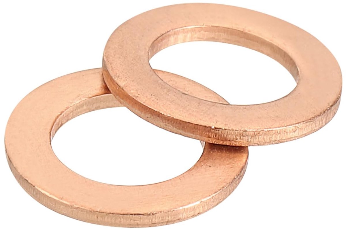 Platte sluitringen, 25 stuks sluitringen van koper, 10 mm, OD-ringafdichting van metaal voor schroeven en moeren