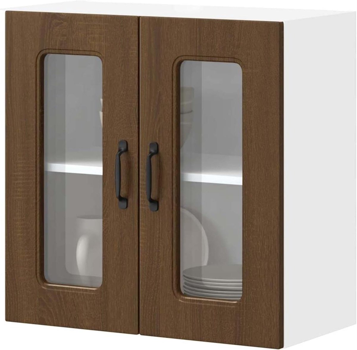 Keukenkast met Glazen Deur - Wandkast Keuken - Keuken Opbergen - Ruimtebesparend Ontwerp - 60 x 31 x 60 cm