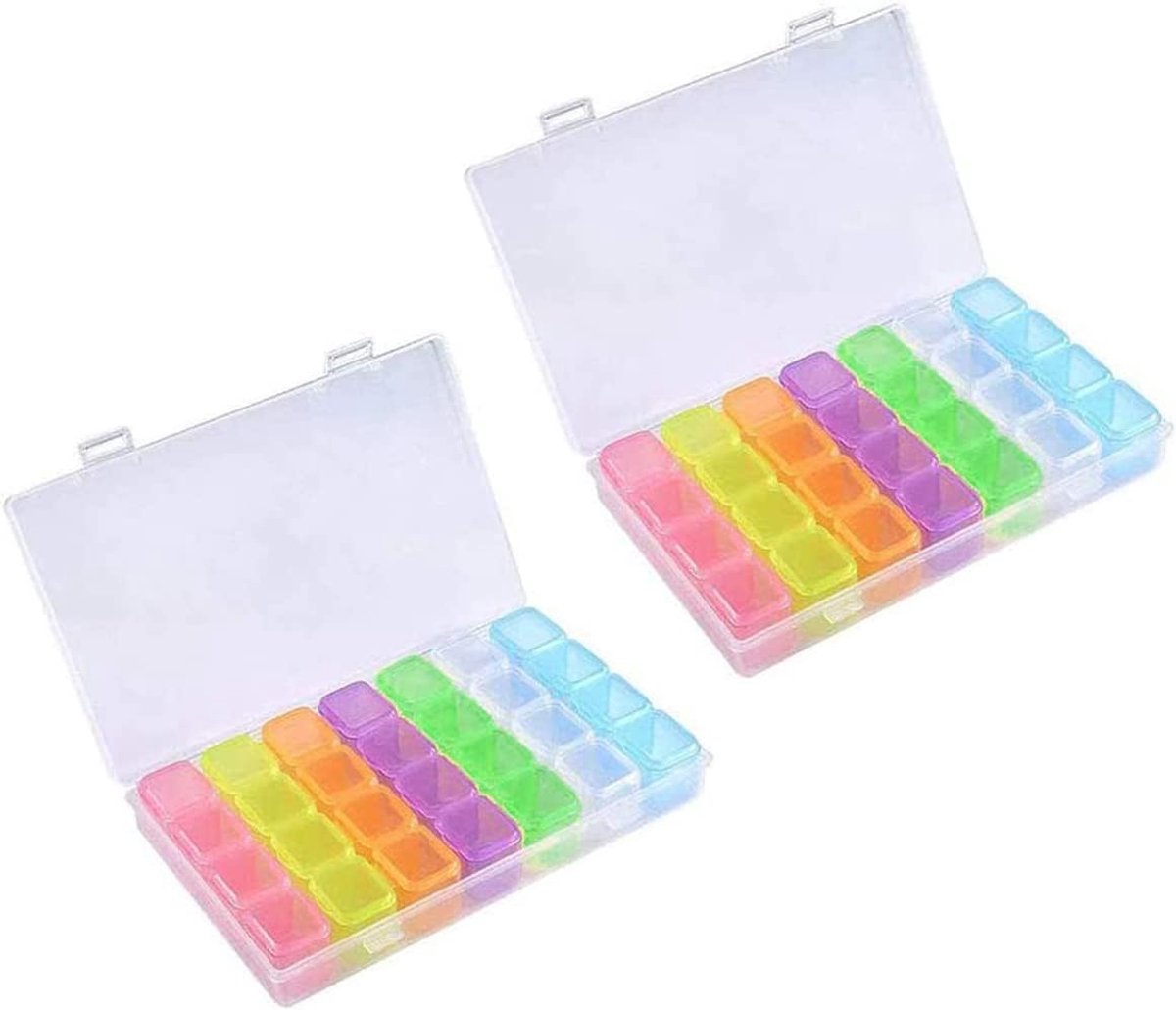 Transparante opbergdozen set van 2 - plastic assortimentsdozen - met 56 kleine vakjes - ideaal voor kralen en sieraden - ShopVlot