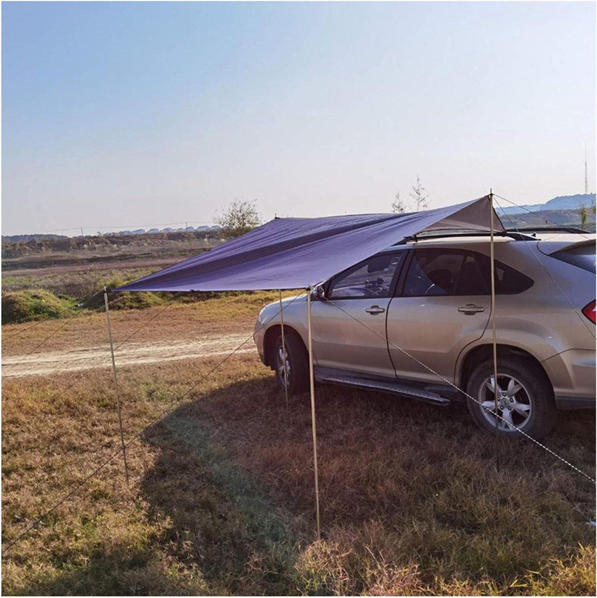Auto Luifel Tent - Camperluifel Zonnedak - Kamperen Outdoor - Waterdicht Oxford Stof - 300 x 200 cm - Grijs