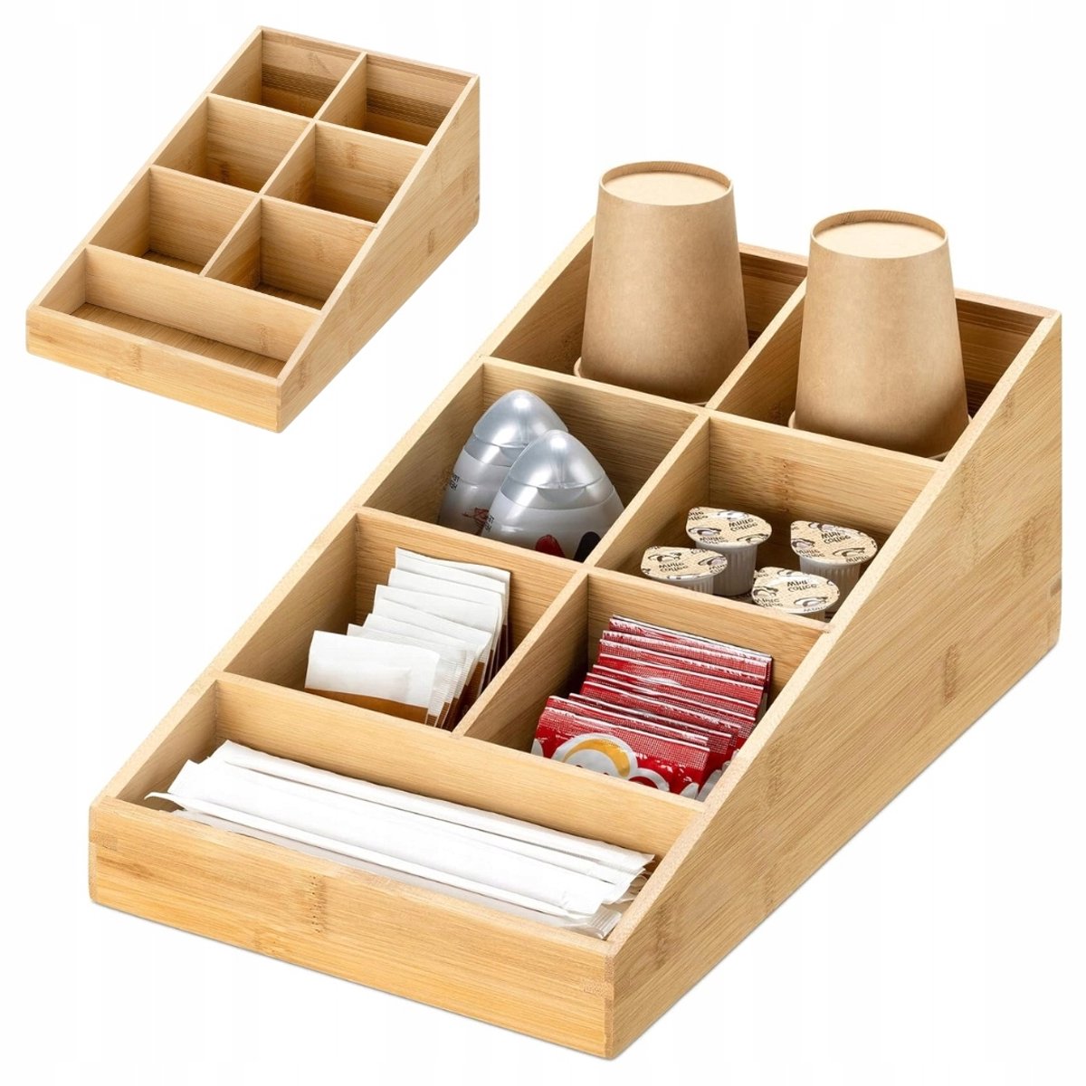 Merkloos Koffiebar Organizer - 7 Vakken voor Keuken & Kontoor