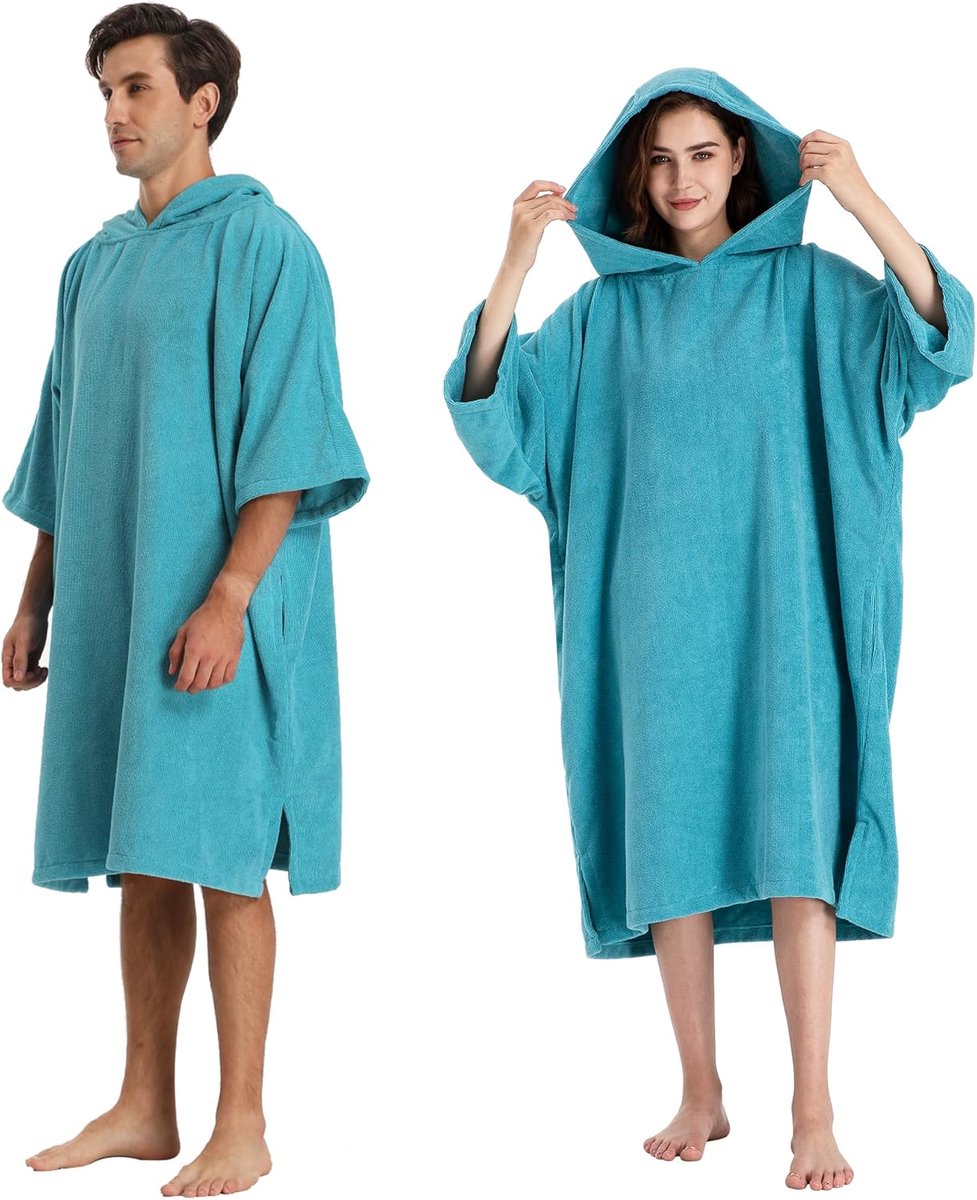 Badponcho met capuchon - Lichtgewicht grijs - Met zak - Ideaal voor privacy en warmhouden - ShopVlot