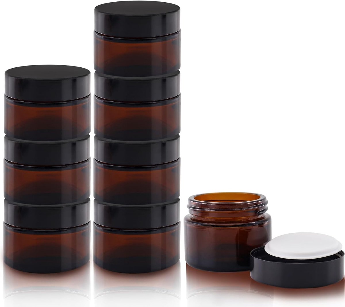 Ongemerkte cream filling jars 50 ml - amber glas - UV-bescherming - ideaal voor cosmetica - ShopVlot