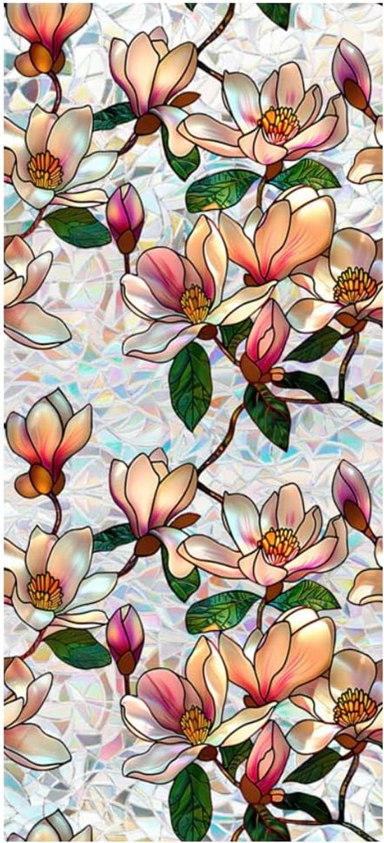 Raamfolie voor privacy - gekleurd met magnolia - glazen effect - creëert een regenboog - ShopVlot