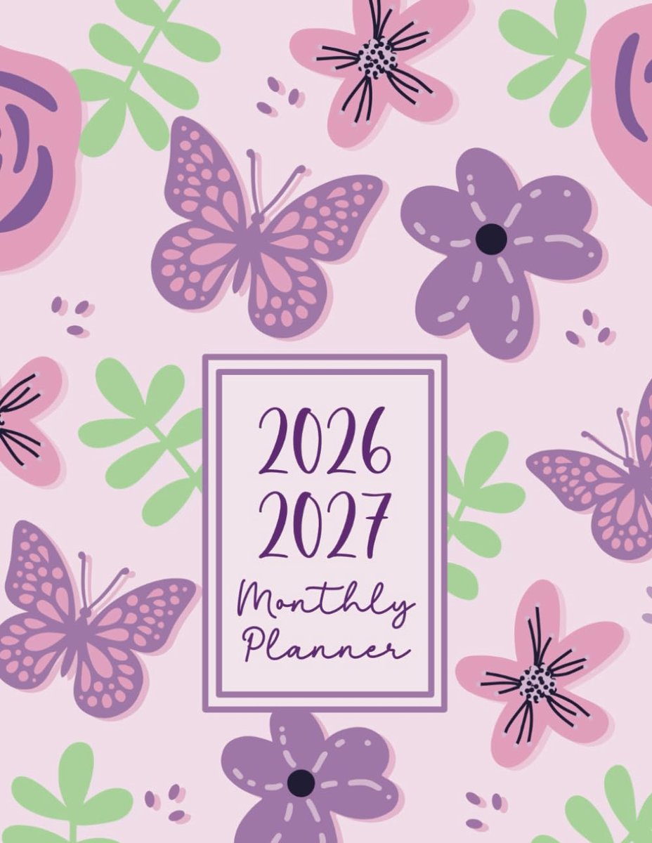 SnelShoppen - 2026-2027 Maandplanner: Grote Twee-Jarige Agenda met Vlinders en Bloemen Thema van Januari 2026 tot December 2027