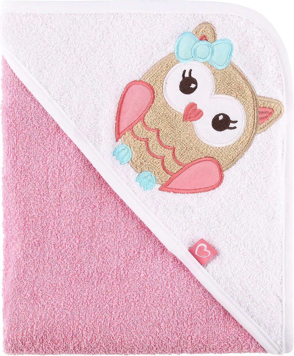 Kapuchthanddoek 100 cm - Katoen Oeko-Tex - Roze Uil - Ideaal voor na het zwemmen - ShopVlot