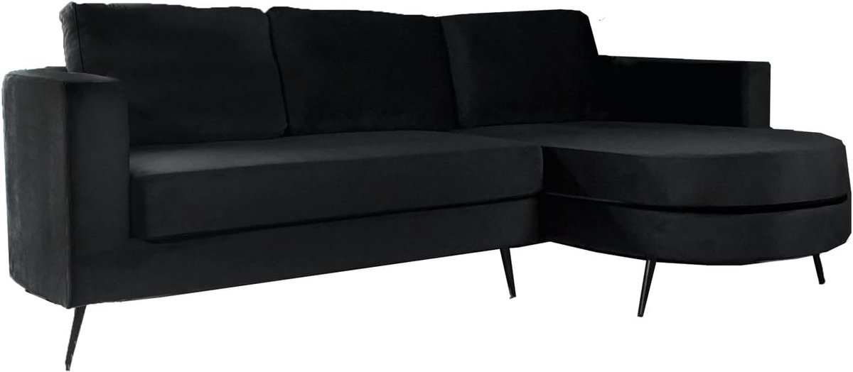 Hoekbank rond design 250 cm - zwart velours - eenvoudig te monteren - perfect voor de woonkamer - ShopVlot