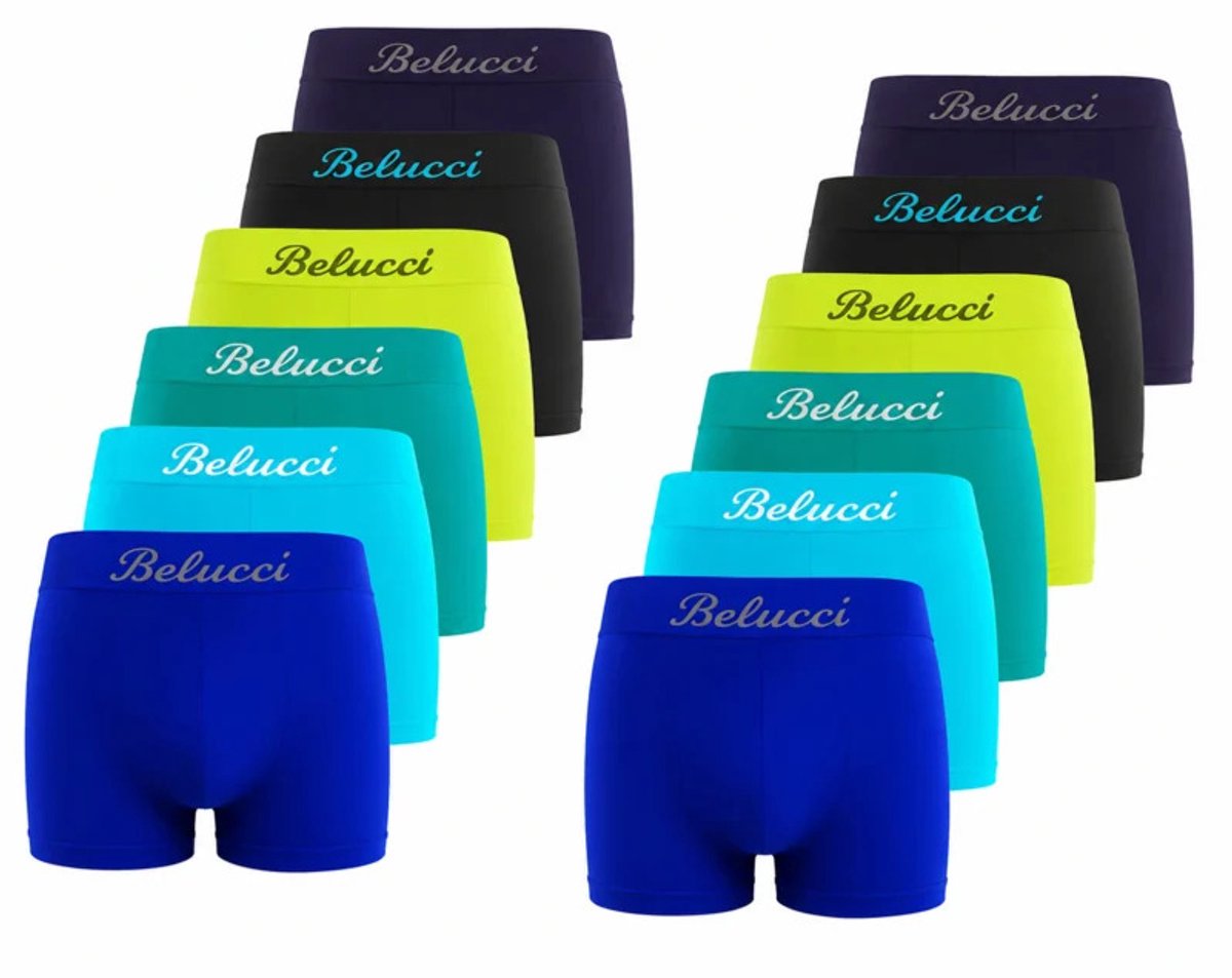 12-pak Boxershorts jongens Belucci felle kleuren - Kleurenmix - 10/14 (134, 140, 146
