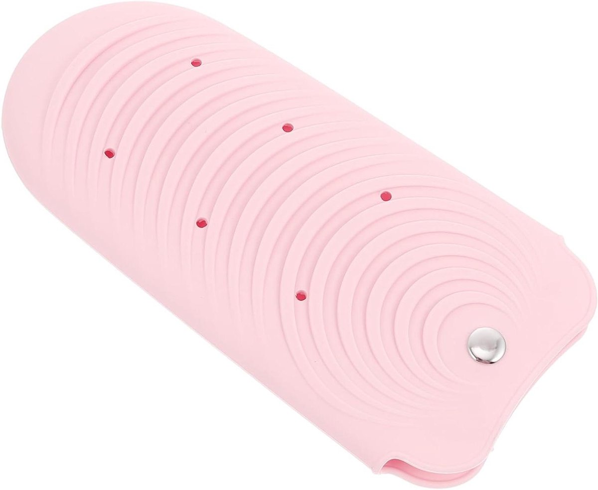 Krultang Opbergtas - Siliconen Mat Zakje - Haarstyling Beschermen - Antislip Golftextuur - 20x10 cm - Roze