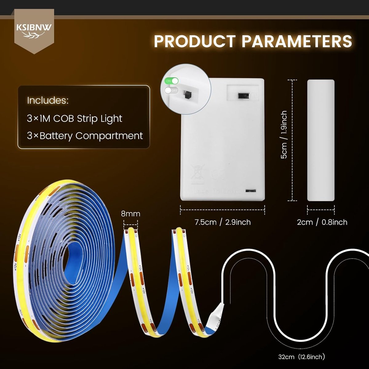 LED Strips 3x1M - Batterij Aangedreven - Warm Wit 3000K - Ideaal voor Indirecte Verlichting - ShopVlot
