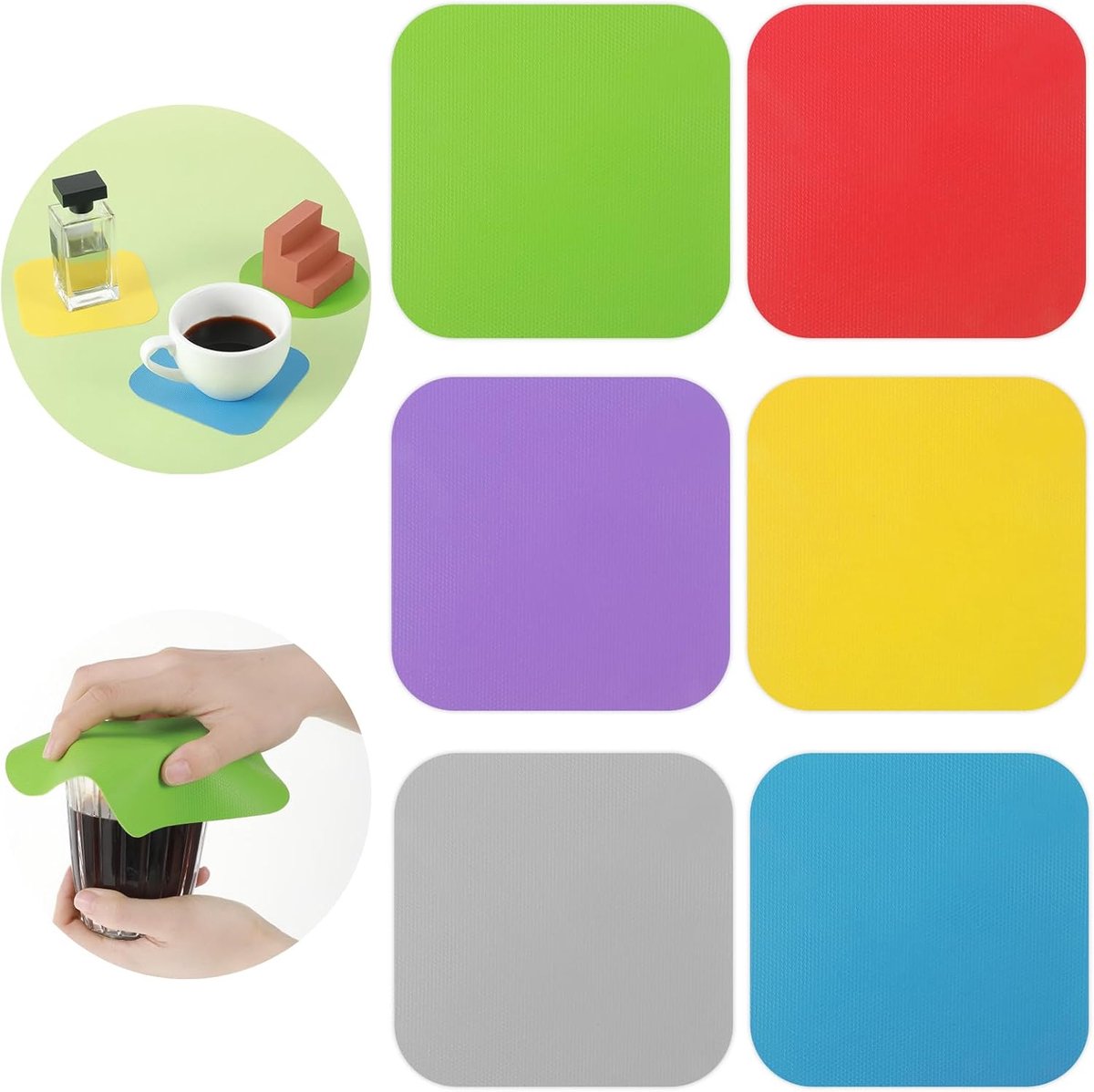 Thijox - 6-delige Rubber Pot Grijper Pads - Multifunctionele Siliconen Flesopener en Antislipmat - Keukenonderzetters voor Ouderen, Kinderen, Vrouwen