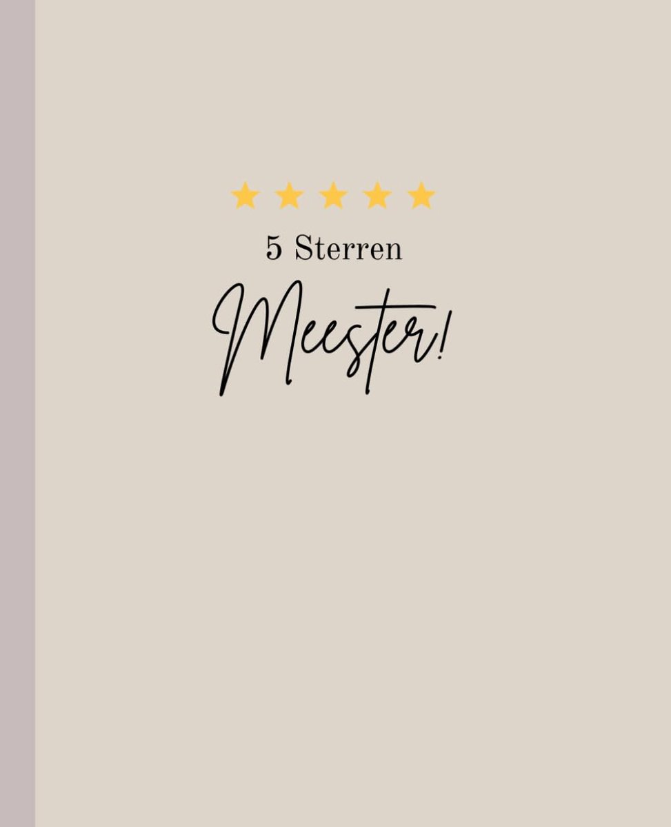 notitieboek 5 sterren meester - beige - 110 pagina's - gelinieerd papier - bedank je meester - ShopVlot