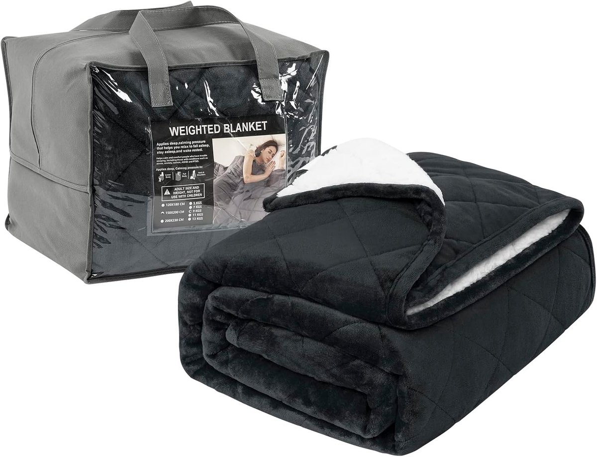 Gewichtdeken 11 kg - Dubbelzijdig Flanel en Sherpa - Zacht en Fluffy - Ontspanning en Slaapverbetering - ShopVlot