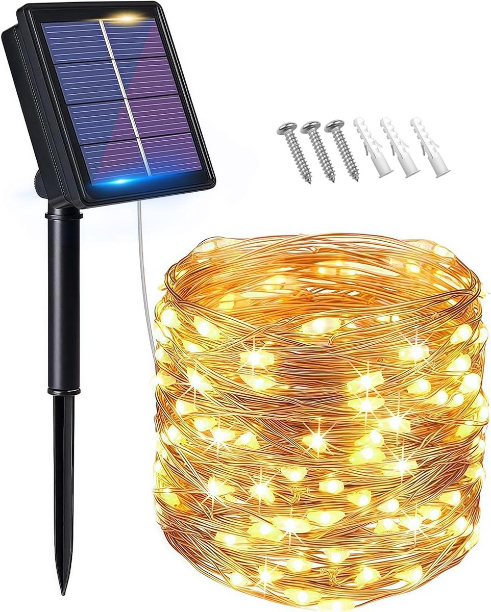 Solar String Lights 100 LED - 10M Koperdraad - Waterdicht - Sfeerverlichting voor Tuin - ShopVlot