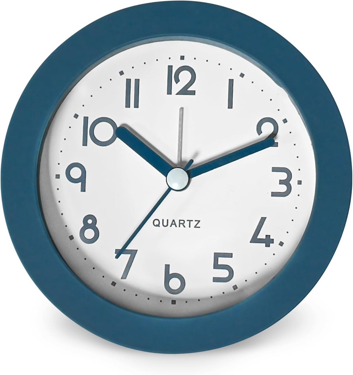 SnelShoppen - Kinderen Alarmklok 10 cm Rond, Stil Zonder Tikken, Bedside Wekker voor Jongens en Meisjes, Met Nachtlampje, Blauw
