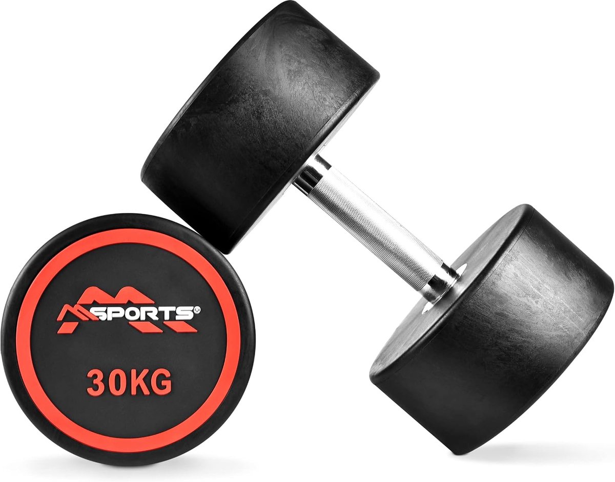 Ronde Dumbbell Premium Set van 2 - Rubber Coating 2,5-50 kg - Chroom Handvat - Perfect voor Thuistraining - ShopVlot