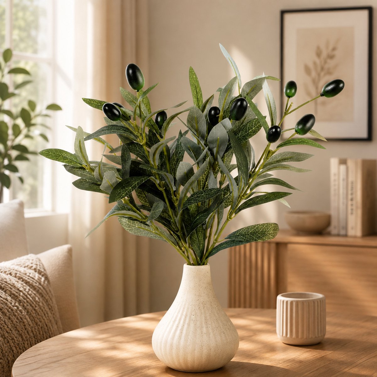 Set van 5 kunstolijftakken 26,7 cm - Realistische kleine kunstplant voor vazendecoratie, tafel, bruiloft en kantoor