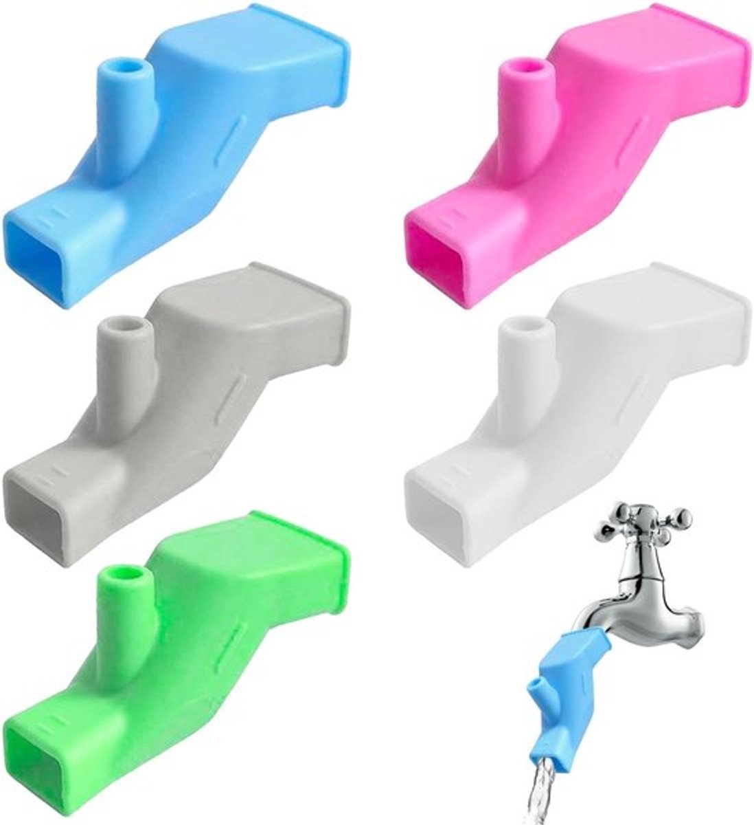 5 stuks siliconen waterkraanverlenging - kraanaccessoires - elastische kraanverlenging