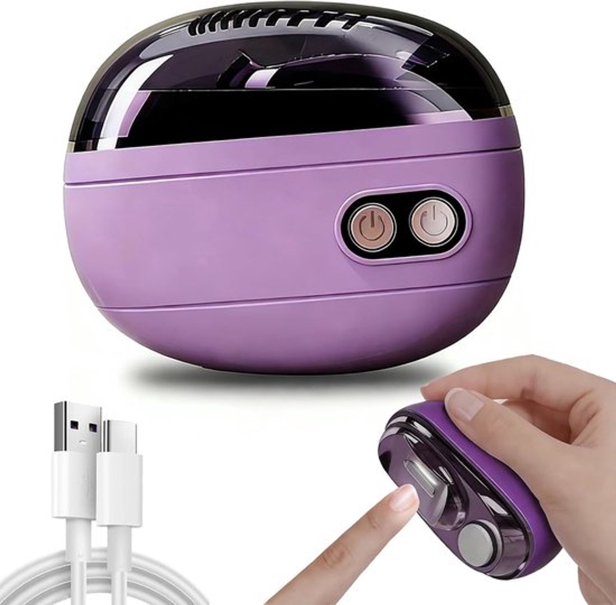Nagelknipper - Elektrische nagelvijl - Elektrische nagelknipper - Elektrische nagelknipper voor senioren - Automatische nagelknipper met 2 snelheden - 4-in-1 nagelknipper met LED-verlichting - Voor senioren - mannen - vrouwen - kinderen - Paars