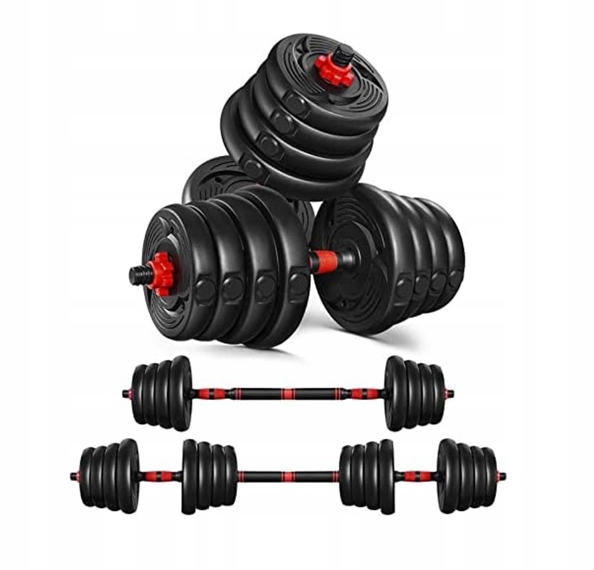 Merkloos Verstelbare Halterset 30kg met Stangfunctie voor Krachttraining