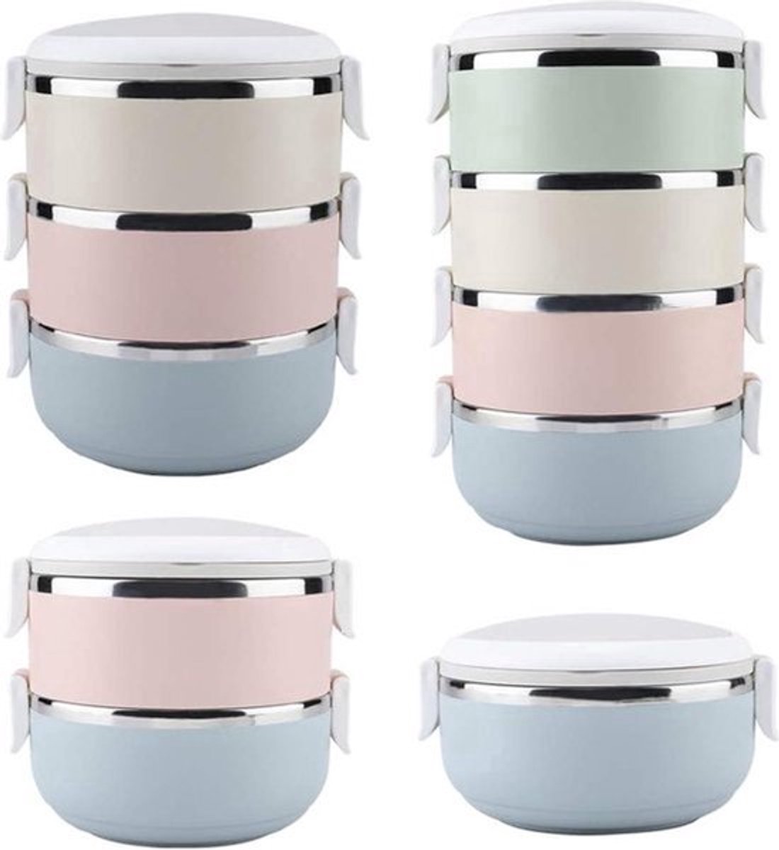 Roestvrij stalen draagbare Bento Box lunchbox voedselcontainer - vier verdiepingen - 2800 ml