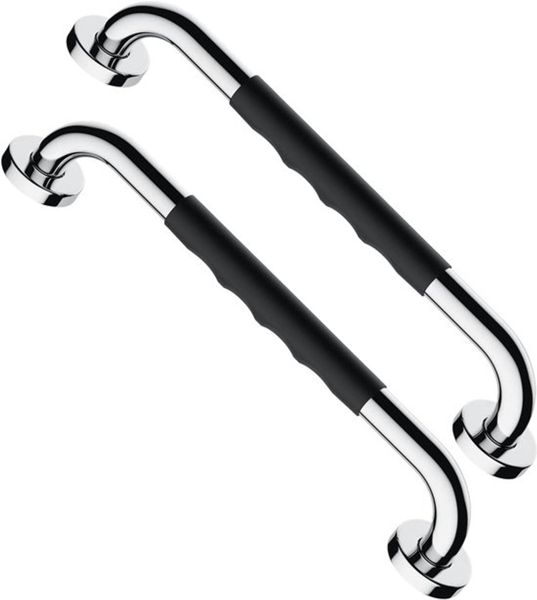 2 stuks - douchebeugel - Handgreep badkamer - met antislip rubberen grip - roestvrijstalen badkamermeubel - chromen badkamerbalansbeugel - veiligheidsleuning - gehandicaptenletsel, ouderen, seniorenhulp voor badhandgreep - RVS - 40cm - zilver