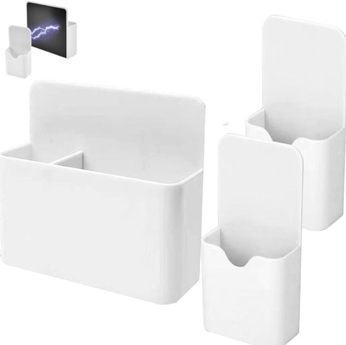 3x Magnetische Potloodhouders - 2 maten - Magnetisch Pennenbakje - Magnetisch Bakje - Magnetische markeerhouder - Magnetische muurpennenhouder, - Penhouder - Potloodhouders - Voor whiteboard, lichtgewicht potloodhouder voor thuis, kantoor en school