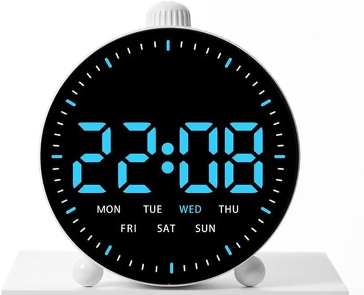 LED Wekkerradio Met Afrekentimer Datumweergave En Dubbele Alarmfuncties Springende Seconden Voor Nauwkeurige Tijd Met Wit Display En Gebruiksvriendelijk