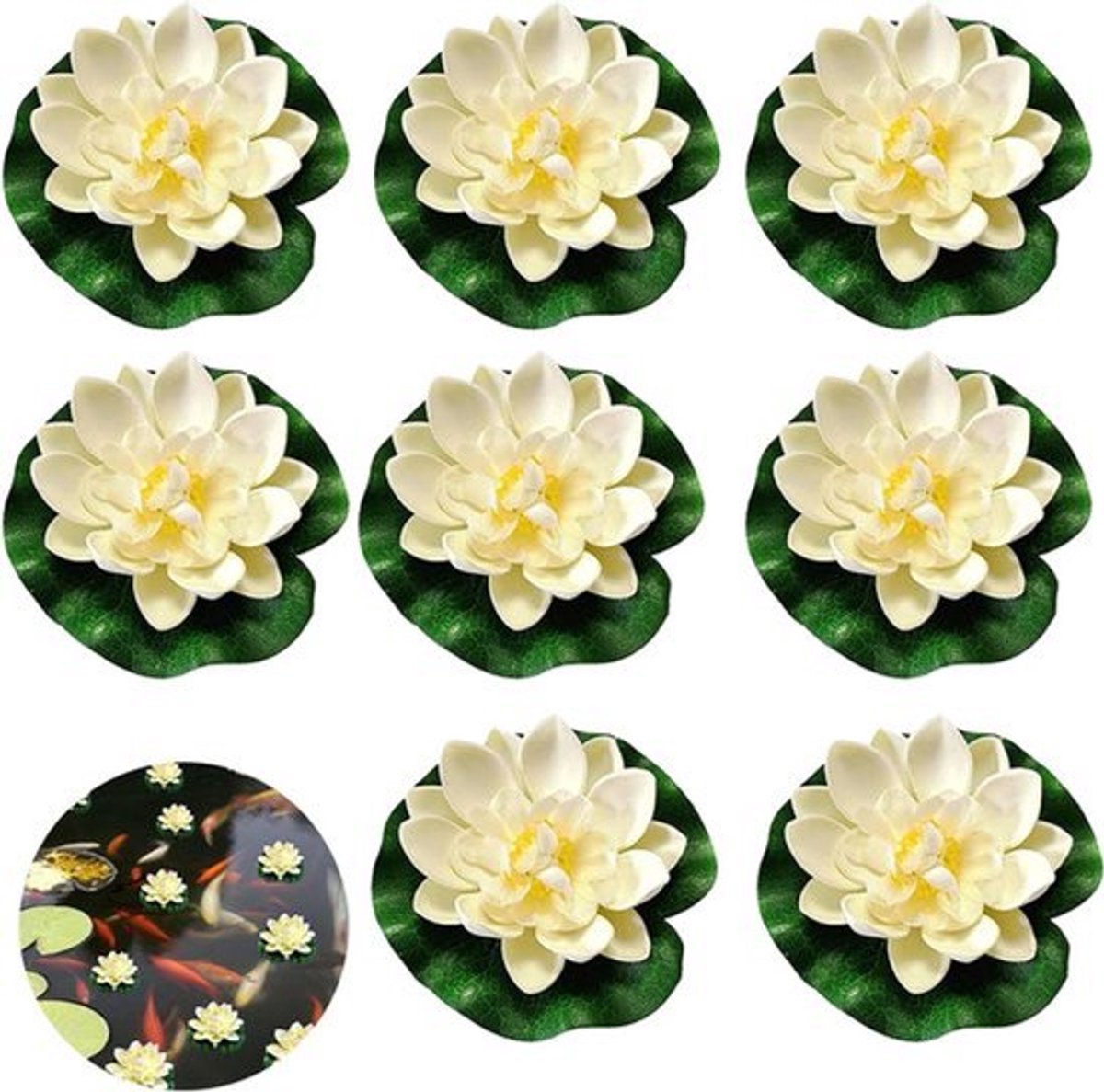 8 stuks drijvende bloemen waterlelies kunstwaterplanten - mini-vijver decoratie voor visvijver tuinvijver terras