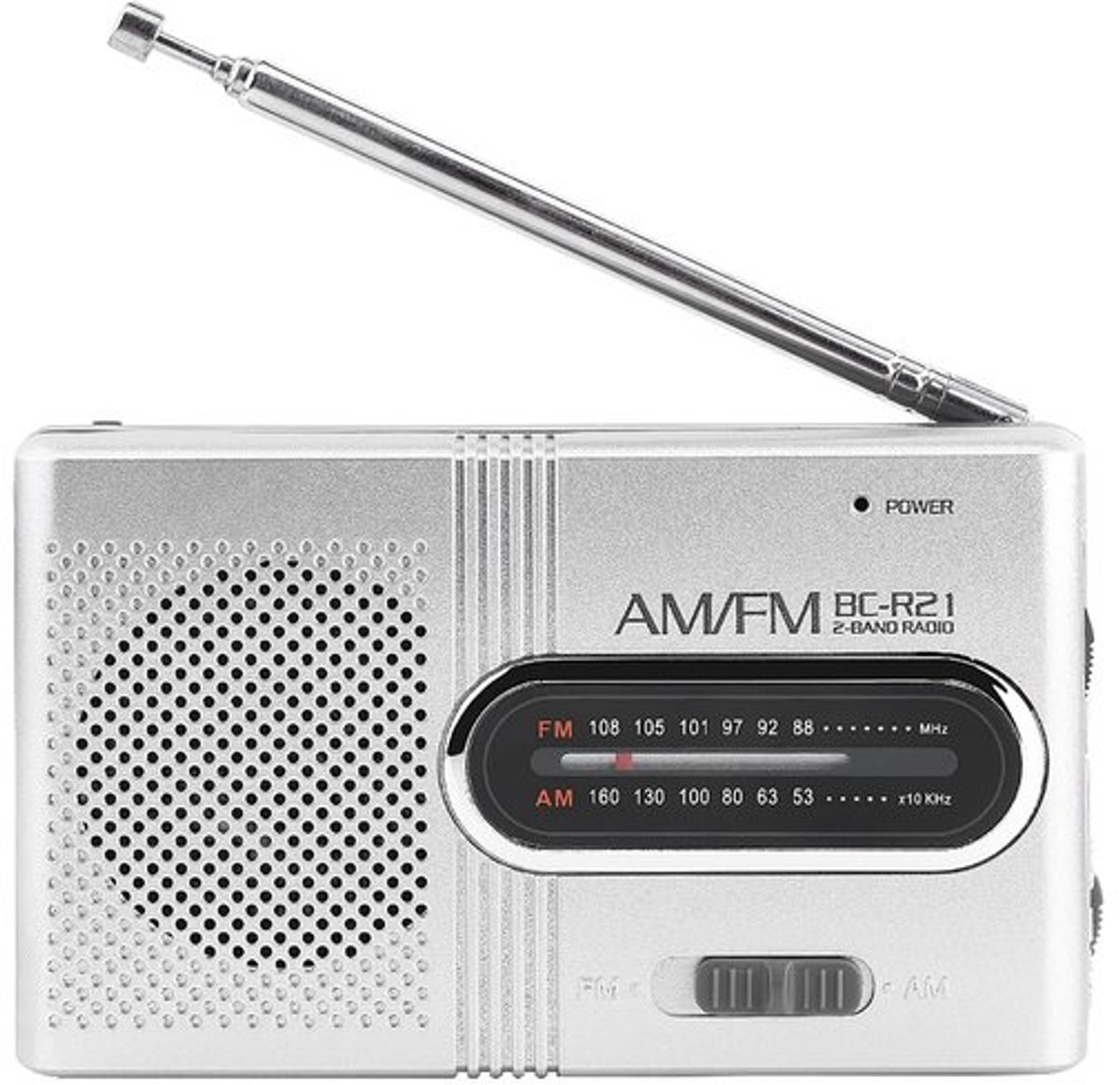 Kleine radio met batterij, draagbare AM/FM-radio, werkt op batterijen, ingebouwde luidspreker, hoofdtelefoonaansluiting voor wandelen, kamperen en andere buitenactiviteiten.