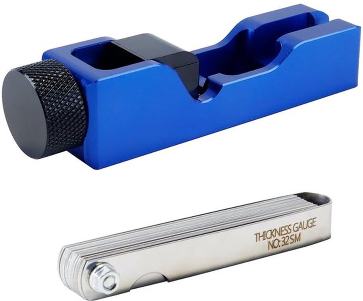 Universele bougie afstandstool en sensor gauge set in blauw voor auto- en motoronderhoud, geschikt voor bougies van 10mm, 12mm, 14mm en 16mm