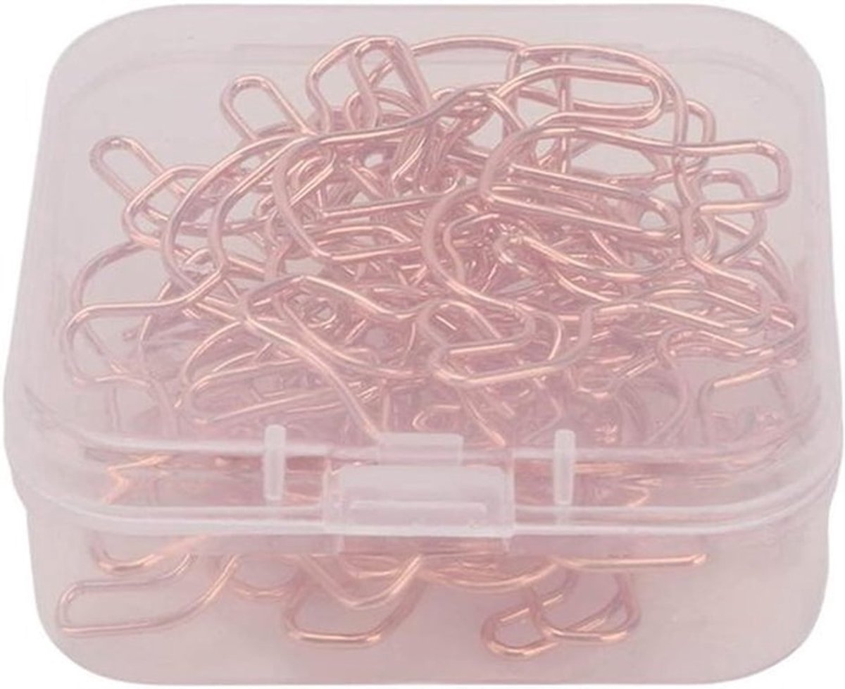 40 Olifant Vormige Paperclips - Schattige Dierlijke Vorm Metalen Paperclips - Rose Gouden Paperclips Bladwijzers - Inclusief Duidelijke Doos voor Kantoor